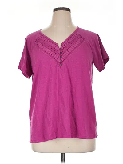 Pre-owned St. John's Bay Short Sleeve Henley Shirt In Purple