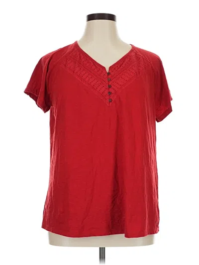 Pre-owned St. John's Bay Short Sleeve Henley Shirt In Red