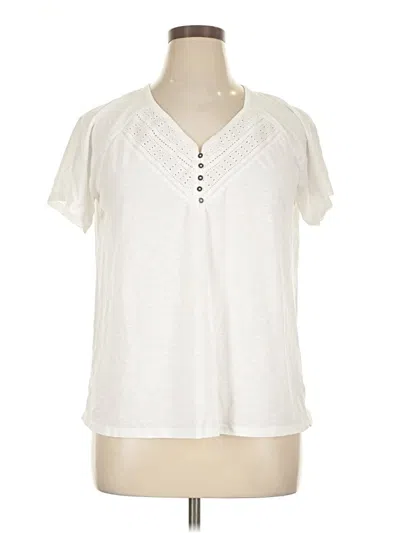 Pre-owned St. John's Bay Short Sleeve Henley Shirt In White
