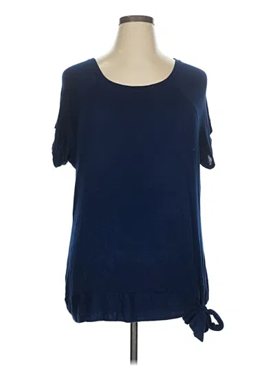Pre-owned St. John's Bay Short Sleeve Top Blue Cold Shoulder Neckline Tops