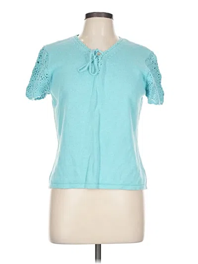 Pre-owned St. John's Bay Short Sleeve Top Blue Keyhole Neckline Tops