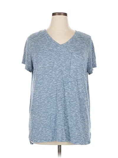 Pre-owned St. John's Bay Short Sleeve Top Blue V Neck Tops