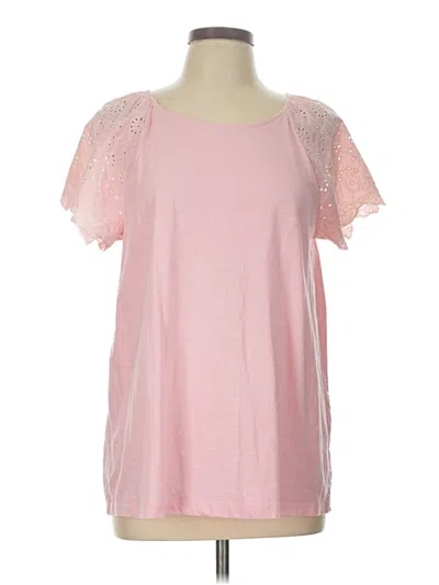 Pre-owned St. John's Bay Short Sleeve Top Pink Sweetheart Neckline Tops