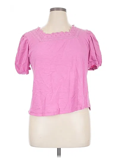 Pre-owned St. John's Bay Short Sleeve Top Pink Sweetheart Neckline Tops