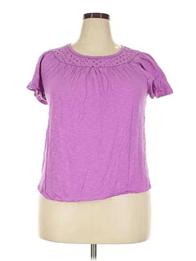 Pre-owned St. John's Bay Short Sleeve Top Purple Keyhole Neckline Tops