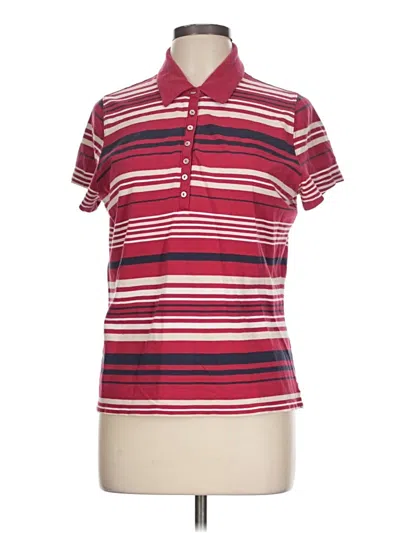 Pre-owned St. John's Bay Short Sleeve Top Red Collared Neckline Tops