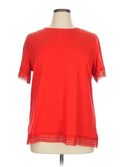 Pre-owned St. John's Bay Short Sleeve Top Red Crew Neck Tops