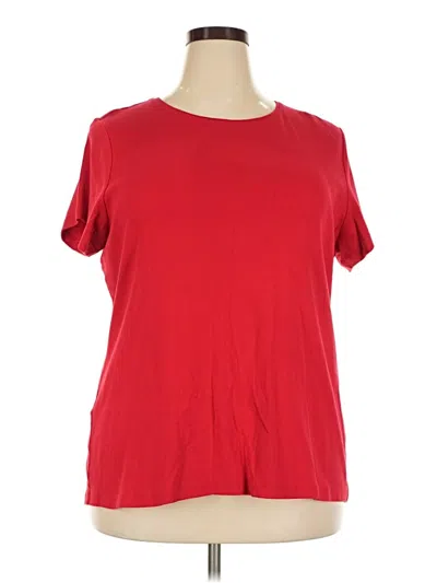 Pre-owned St. John's Bay Short Sleeve Top Red Crew Neck Tops