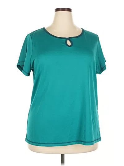 Pre-owned St. John's Bay Short Sleeve Top Teal Keyhole Neckline Tops In Blue