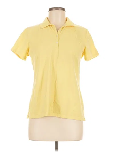 Pre-owned St. John's Bay Short Sleeve Top Yellow Collared Neckline Tops