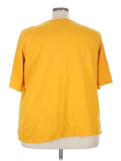 Pre-owned St. John's Bay Short Sleeve Top Yellow Mock Neckline Tops