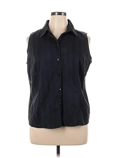 Pre-owned St. John's Bay Sleeveless Button Down Shirt In Black