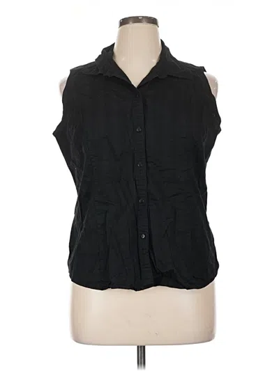 Pre-owned St. John's Bay Sleeveless Button Down Shirt In Black