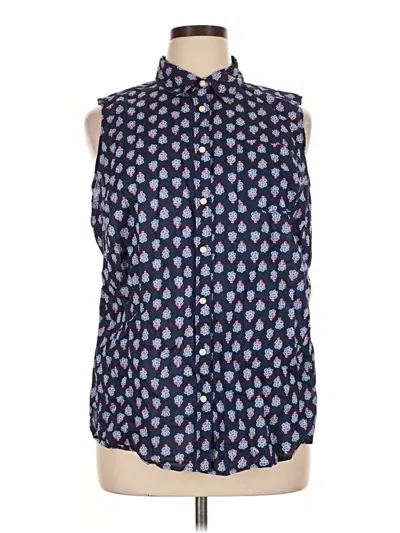 Pre-owned St. John's Bay Sleeveless Button Down Shirt In Blue