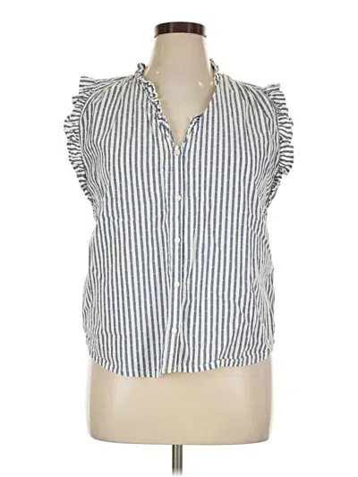 Pre-owned St. John's Bay Sleeveless Button Down Shirt In Blue