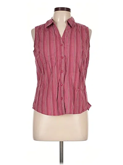 Pre-owned St. John's Bay Sleeveless Button Down Shirt In Burgundy
