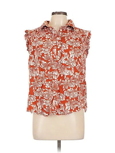 Pre-owned St. John's Bay Sleeveless Button Down Shirt In Orange