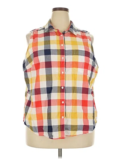 Pre-owned St. John's Bay Sleeveless Button Down Shirt In Orange