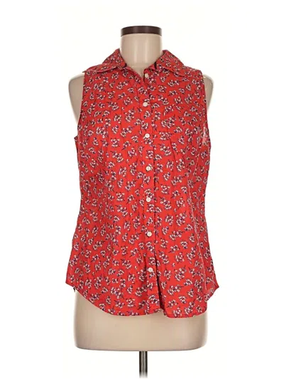 Pre-owned St. John's Bay Sleeveless Button Down Shirt In Red