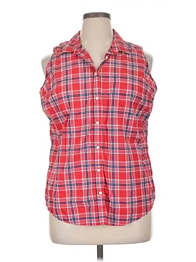 Pre-owned St. John's Bay Sleeveless Button Down Shirt In Red