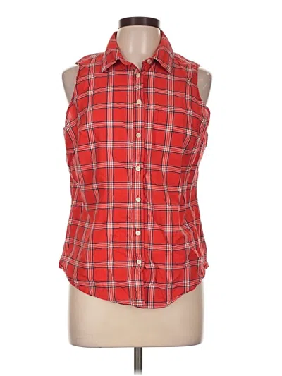 Pre-owned St. John's Bay Sleeveless Button Down Shirt In Red
