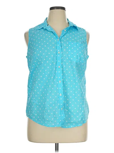 Pre-owned St. John's Bay Sleeveless Button Down Shirt In Teal