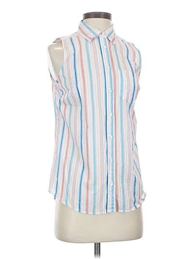 Pre-owned St. John's Bay Sleeveless Button Down Shirt In White