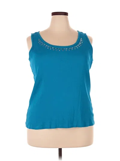 Pre-owned St. John's Bay Sleeveless Top Teal Scoop Neck Tops In Blue