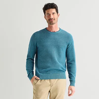St. John's Bay Birdseye Mens Crew Neck Long Sleeve Pullover Sweater In Blue