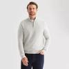 St. John's Bay Birdseye Mens Mock Neck Long Sleeve Quarter-zip Pullover Sweater In Gray