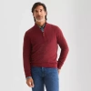 St. John's Bay Birdseye Mens Mock Neck Long Sleeve Quarter-zip Pullover Sweater In Red