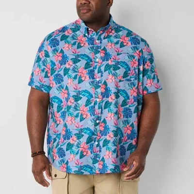 St. John's Bay Breathable Performance Mens Easy-on + Easy-off Short Sleeve Classic Fit Big And Tall  In Multi