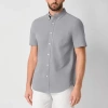 St. John's Bay Breathable Performance Mens Short Sleeve Classic Fit Button-down Shirt In Gray