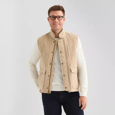 St. John's Bay Brushed Quilted Mens Heavyweight Puffer Vest In Brown