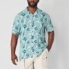 St. John's Bay Button-down Mens Short Sleeve Breathable Big And Tall Camp Shirt In Multi