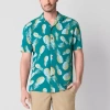 St. John's Bay Button-down Mens Short Sleeve Breathable Camp Shirt In Green