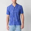 St. John's Bay Button-down Mens Short Sleeve Camp Shirt In Blue