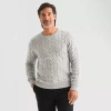 St. John's Bay Cable Mens Crew Neck Long Sleeve Pullover Sweater In Gray