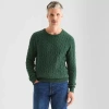 St. John's Bay Cable Mens Crew Neck Long Sleeve Pullover Sweater In Green