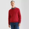 St. John's Bay Cable Mens Crew Neck Long Sleeve Pullover Sweater In Red