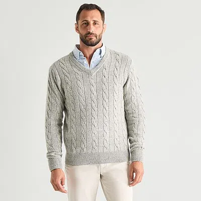 St. John's Bay Cable Mens V Neck Long Sleeve Pullover Sweater In Gray