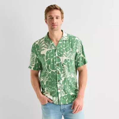 St. John's Bay Camp Mens Short Sleeve Camp Shirt In Multi