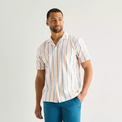 St. John's Bay Camp Mens Short Sleeve Camp Shirt In Multi