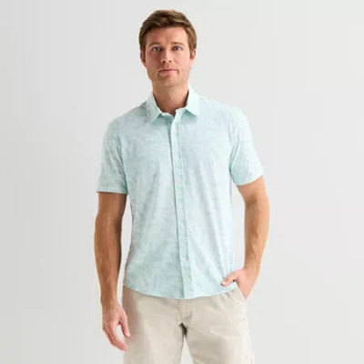 St. John's Bay Camp Mens Short Sleeve Classic Fit Button-down Shirt In Green