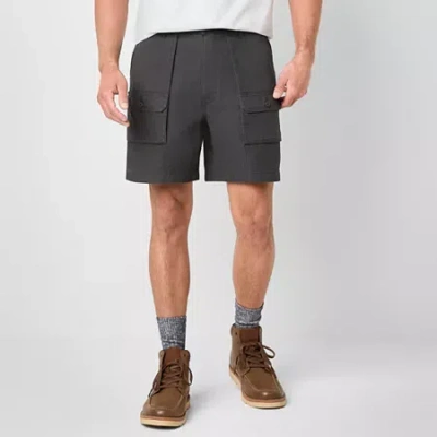 St. John's Bay Canvas Hiking Mens 7" Cargo Short In Black