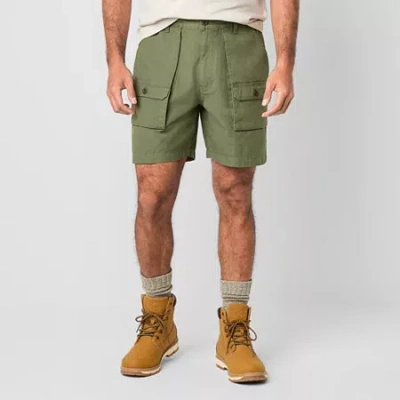 St. John's Bay Canvas Hiking Mens 7" Cargo Short In Green
