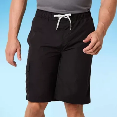 St. John's Bay Cargo Mens Big And Tall Drawstring Waist Swim Trunks In Black