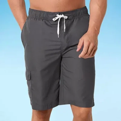 St. John's Bay Cargo Mens Big And Tall Drawstring Waist Swim Trunks In Gray