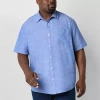 St. John's Bay Chambray Mens Easy-on + Easy-off Short Sleeve Classic Fit Big And Tall Button-down Sh In Multi