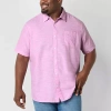 St. John's Bay Chambray Mens Easy-on + Easy-off Short Sleeve Classic Fit Big And Tall Button-down Sh In Purple